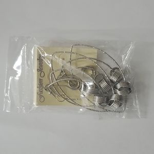 Geometric Oval Silver Evening Earrings